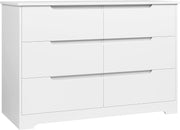White Chest of Drawers 6 Drawer Handleless Bedroom Storage Unit Modern