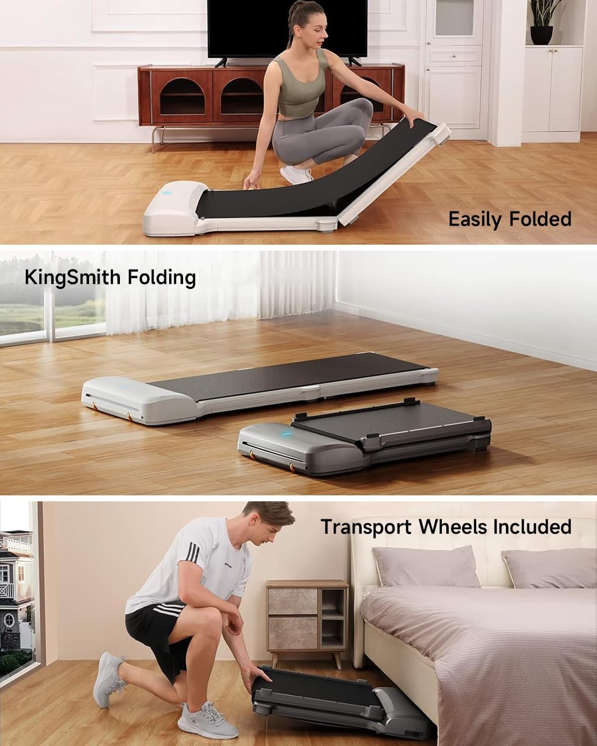 Ultra Slim Under Desk Walking Treadmill Foldable Quiet 6km/h Remote App