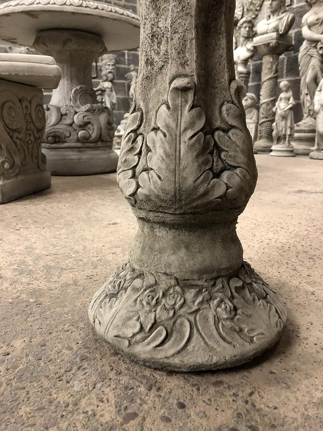 Leaf Design Stone Bird Bath | Heavy Concrete Garden Feeder Ornament