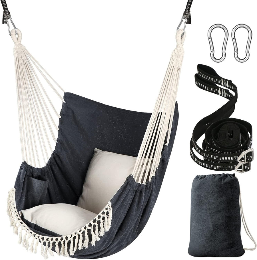 Double Hammock Chair with 2 Cushions & Straps | 500kg Heavy Duty Indoor Swing