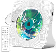 Bluetooth CD Player w Speakers FM Radio LCD Remote USB AUX White