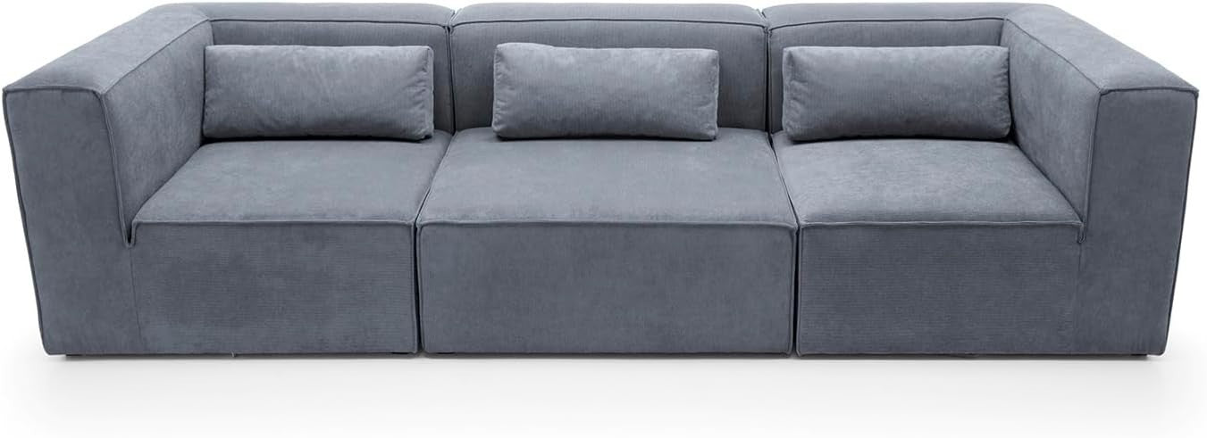 4 Seater Modular Sofa Dark Grey Cord Chenille | Modern, Space-Saving, Comfy