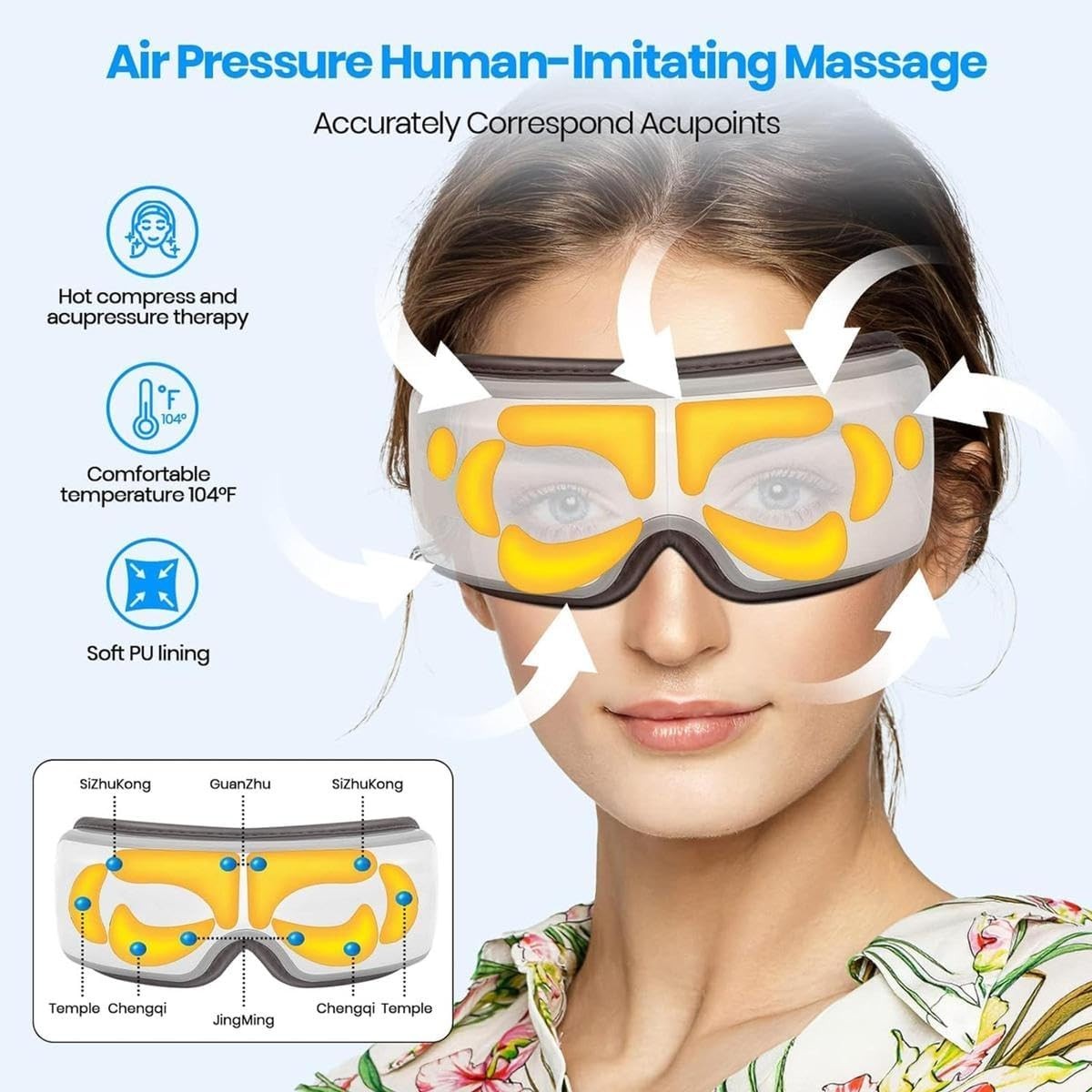 4 in 1 Heated Eye Mask Bluetooth Compression Vibration Sleep Aid