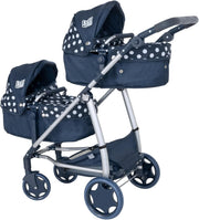 Twin Dolls Pram Double Pushchair Foldable Toy Stroller Adjustable Handle