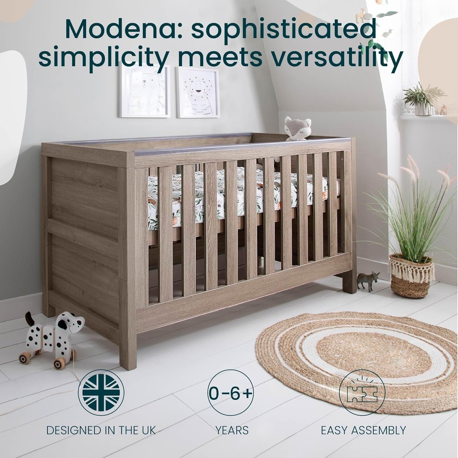 3in1 Wooden Baby Cot Bed Toddler Day Bed Adjustable Rails Brown Oak 140x70