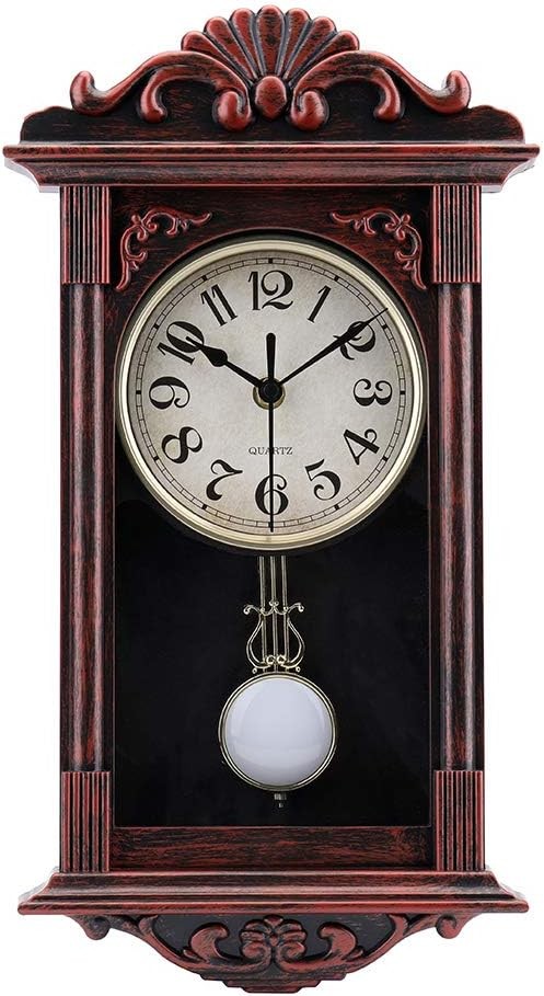 Vintage Retro Pendulum Wall Clock 40cm Antique Style Silent Quartz Decor