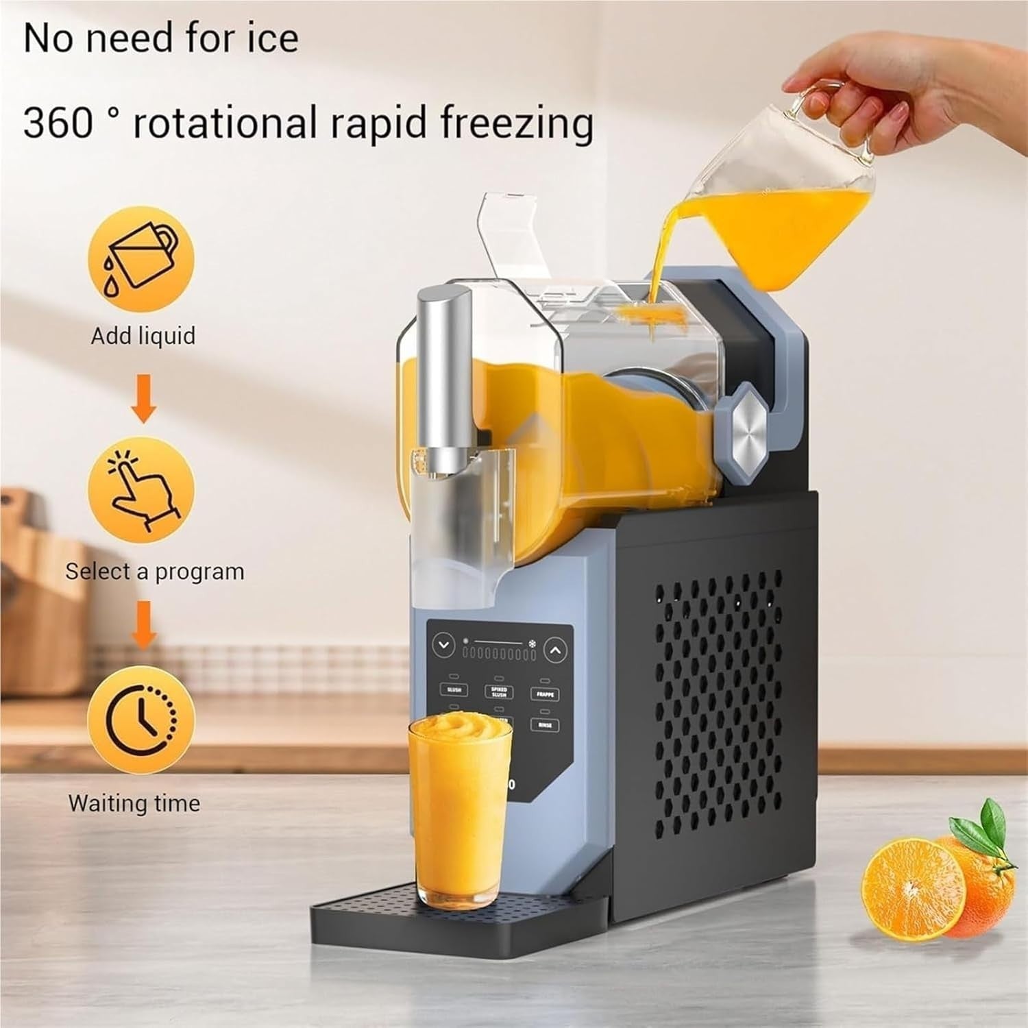 Slushie Machine No Ice Needed Frozen Drink Maker 5 Presets Self Cleaning