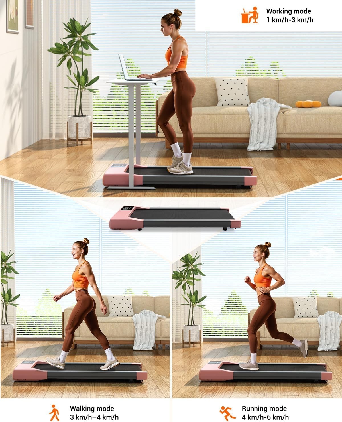 Compact Under Desk Treadmill – Quiet, Shock-Absorbing, App-Controlled, Portable
