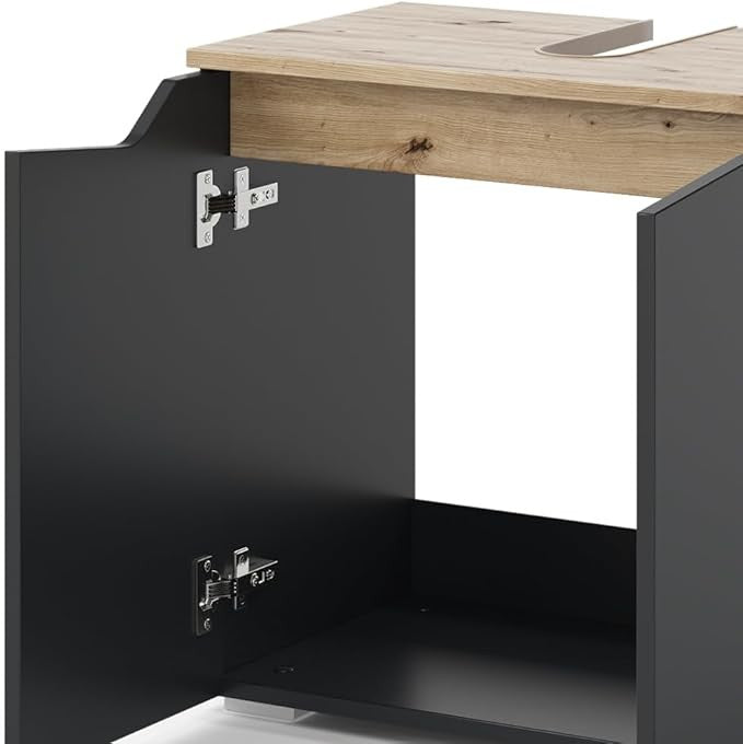 Anthracite Oak Bathroom Sink Cabinet 60x57.5cm Modern Vanity Storage Unit