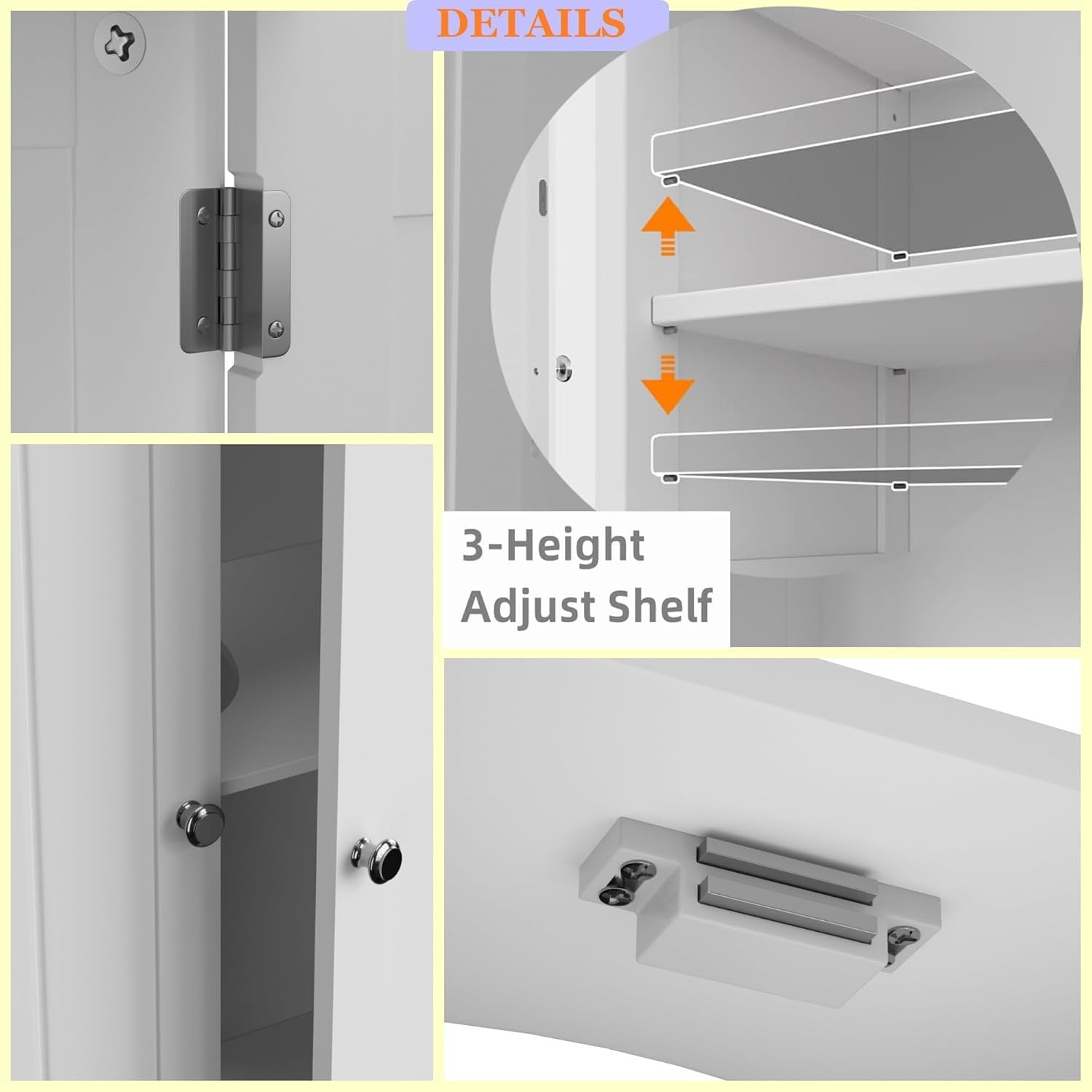 White Bathroom Sink Cabinet – 2 Door Under Sink Storage Unit with Adjustable