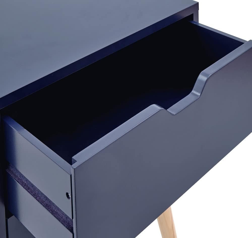 Set of 2 Blue Bedside Tables with 2 Drawers & Pine Legs | Scandinavian