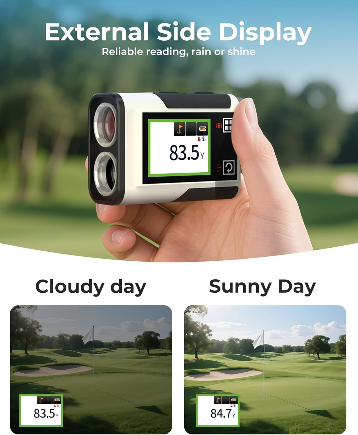Golf Range Finder 1312 Yards Touch Screen Slope Flag Lock Rechargeable