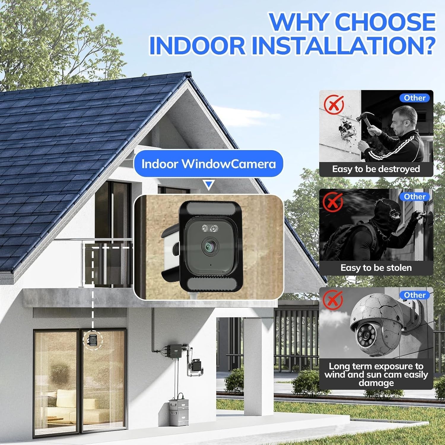 2K Window Camera Outdoor View WiFi 5GHz AI Color Night Vision CCTV