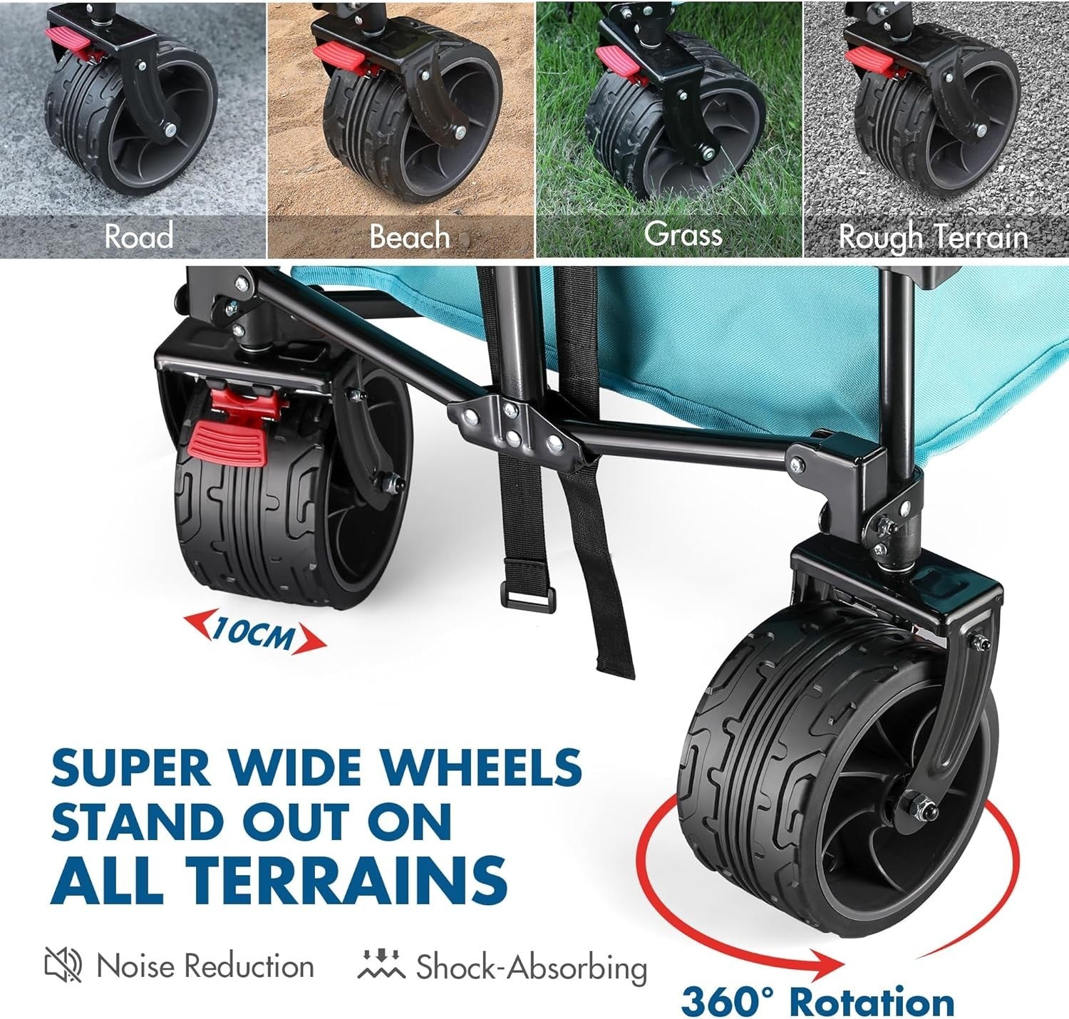 Blue 200L Folding Festival Trolley Heavy Duty Camping Beach Wagon 102kg Brakes