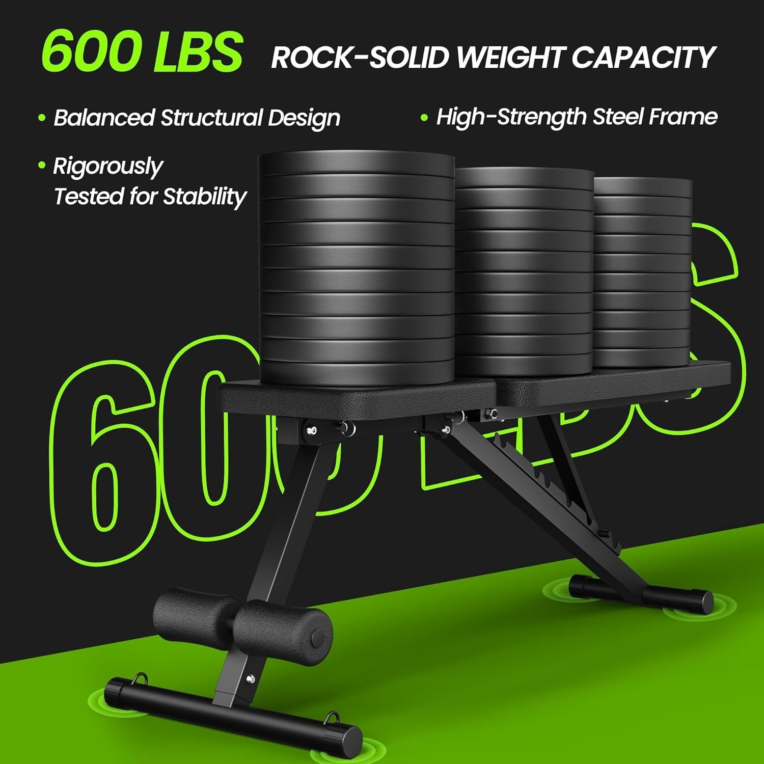 Foldable Adjustable Weight Bench 600lb Incline Decline Flat Home Gym