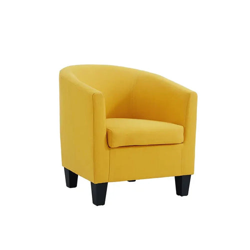 Mustard Yellow Fabric Tub Chair – Padded Accent Armchair for Lounge