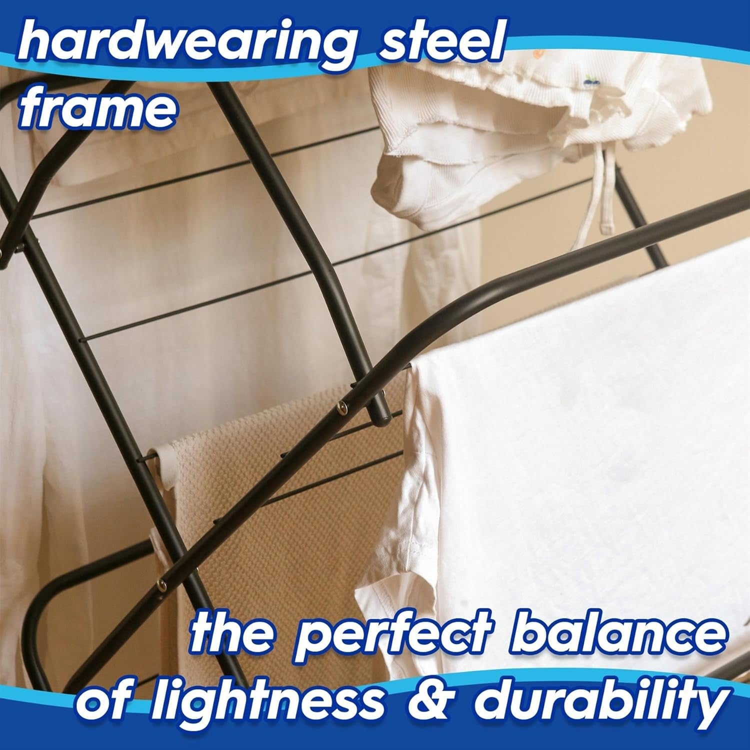 3 Tier Clothes Airer Foldable Compact Laundry Drying Rack Indoor Outdoor