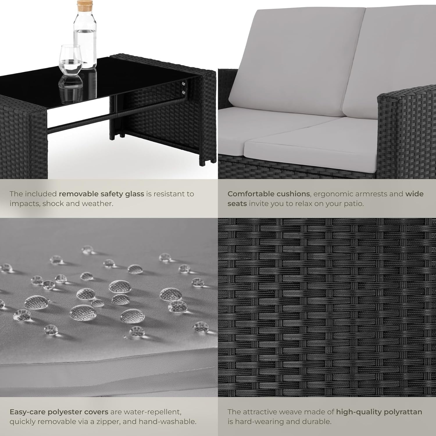 Rattan Garden Furniture Set 4 Seater Sofa Table Chairs Cushions Patio