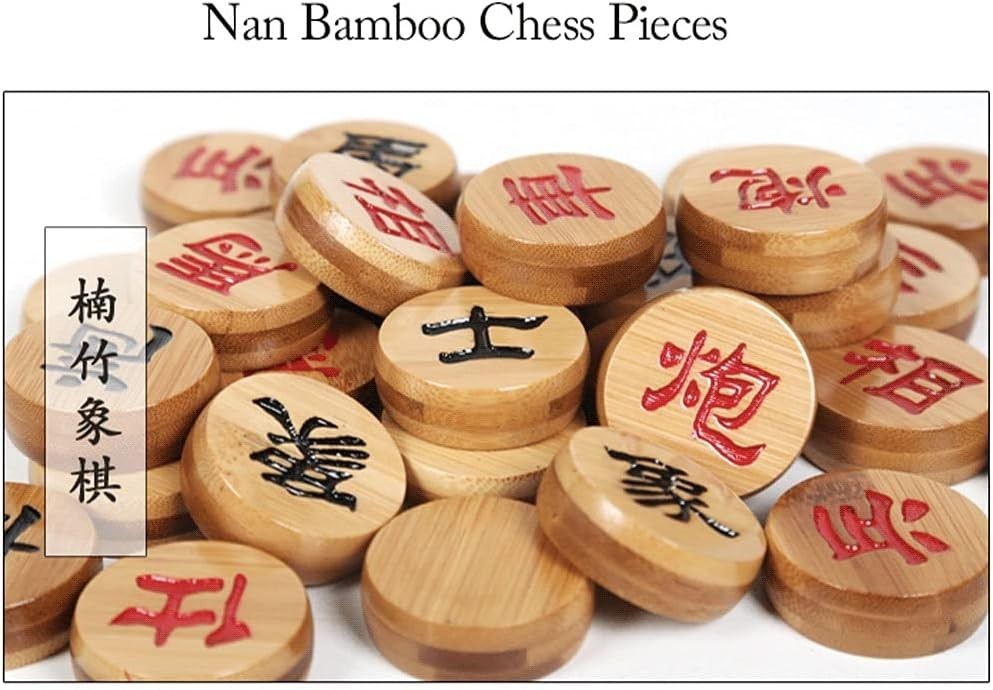 Wooden Xiangqi Travel Chess Set Double Sided Board 44cm Strategy Game