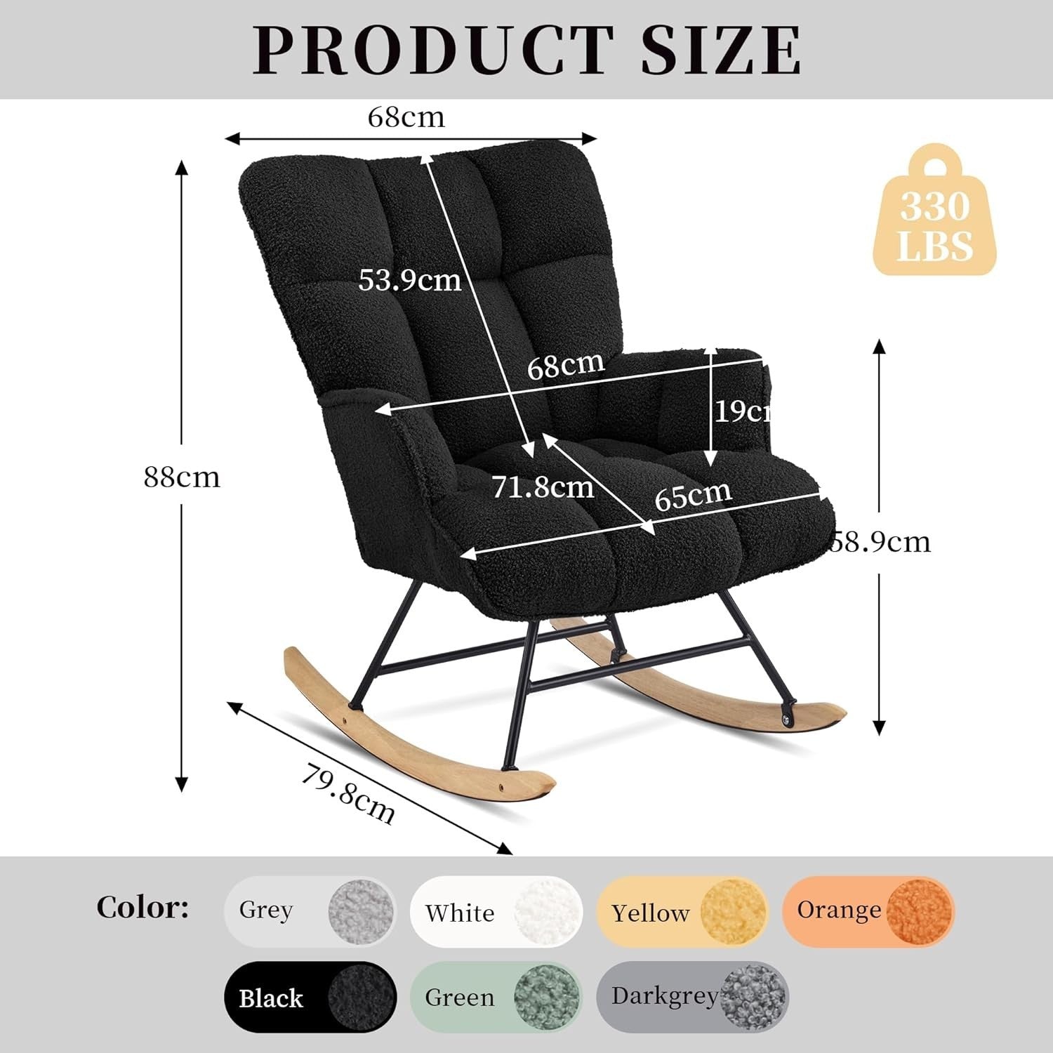 Nursery Rocking Chair Teddy Glider Armchair for Adults Comfy & Stylish