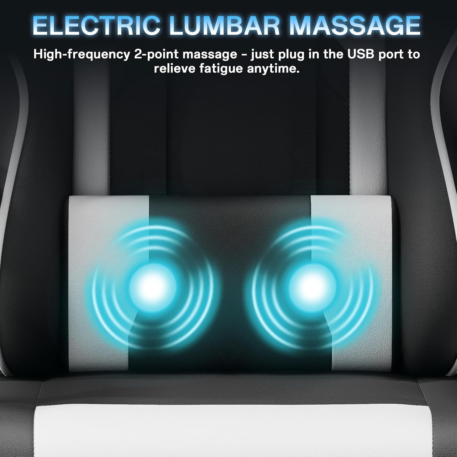 Ergonomic Gaming Chair White w/ Footrest Massage Lumbar