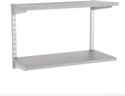 2-Tier Adjustable Floating Wall Shelf Steel & Wood 60x32x43cm Grey