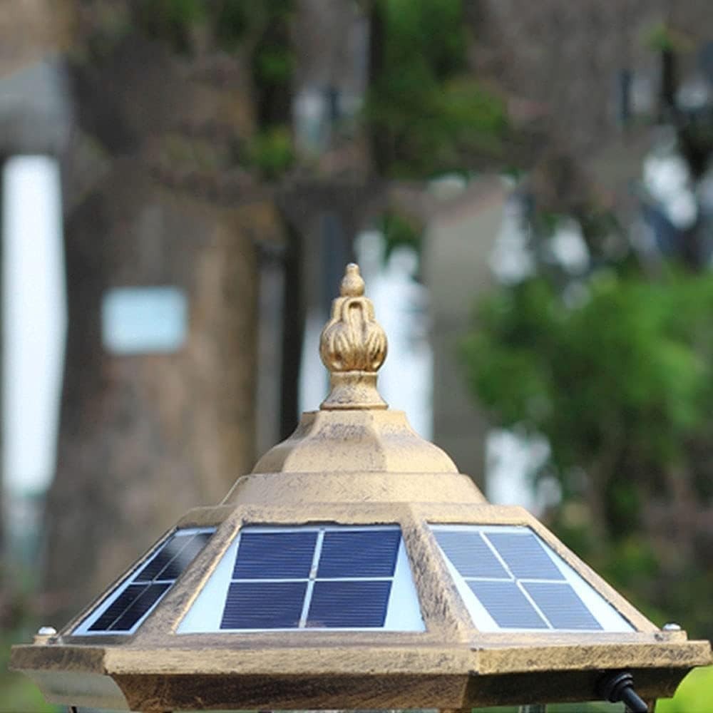 Vintage Bronze Solar Post Light – Auto On/Off Glass Deck Lantern