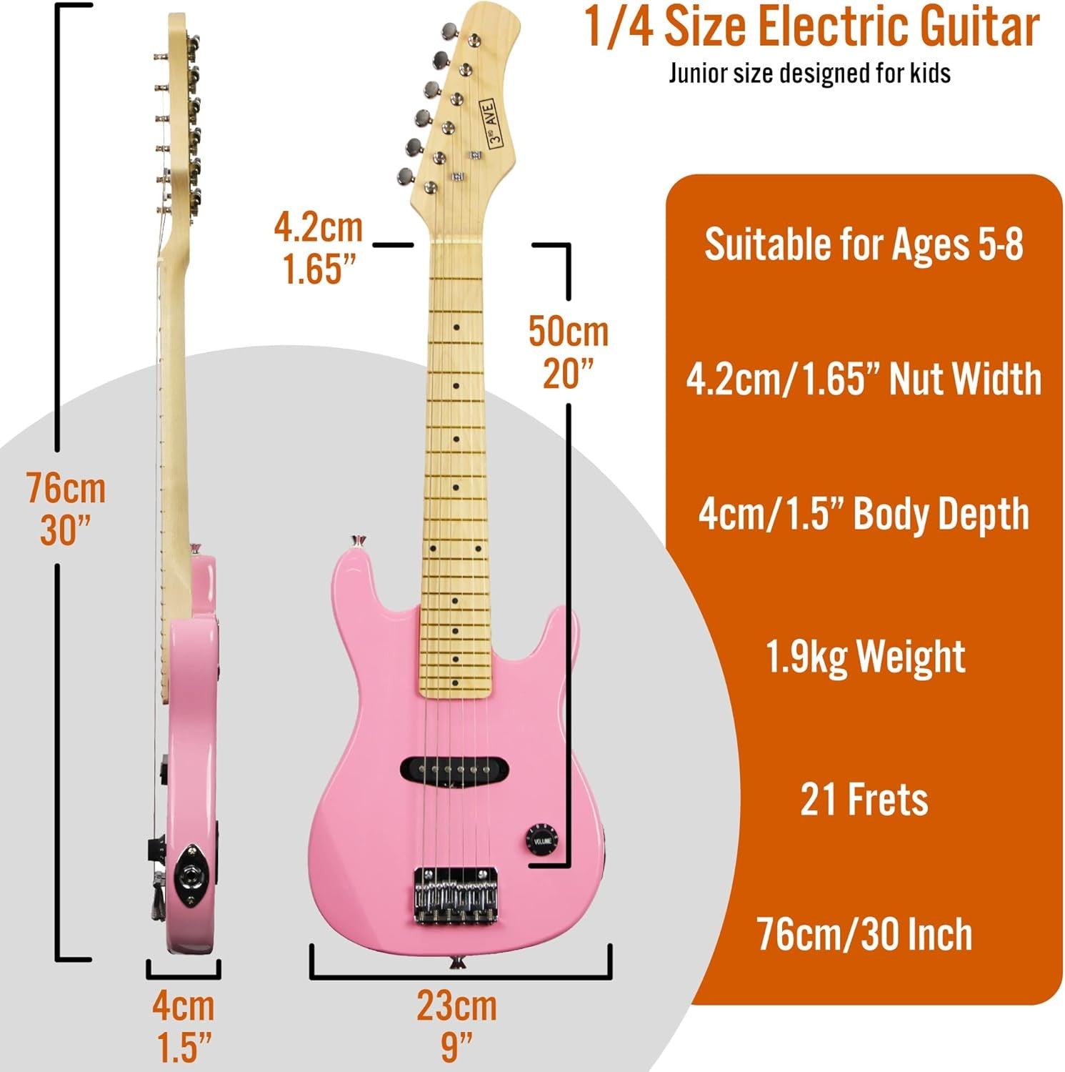Kids 1/4 Size Electric Guitar Starter Kit Amp Bag Pink