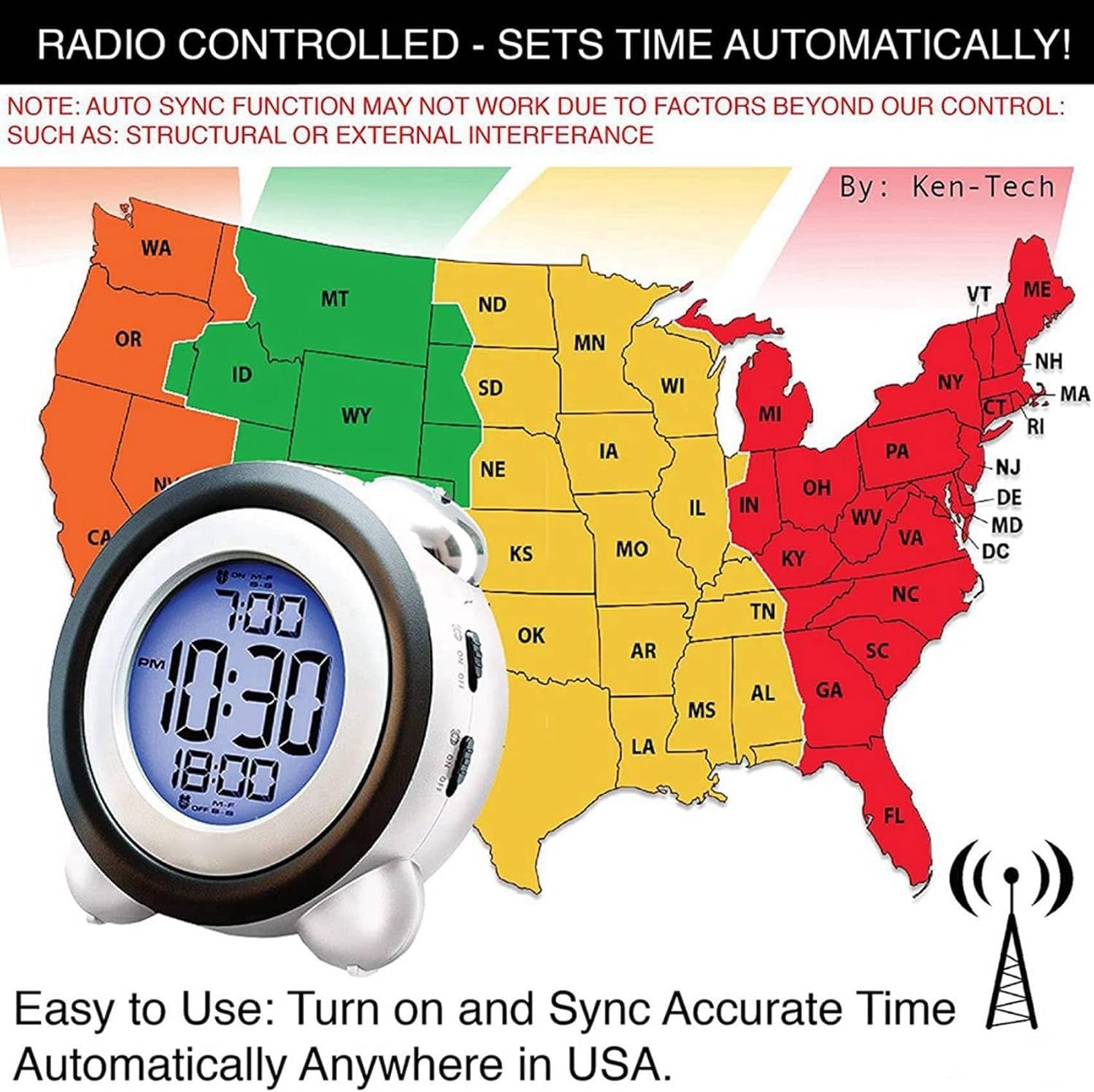 6 Pack Digital Alarm Clock Loud Twin Bell Blue Backlight Dual Alarm White