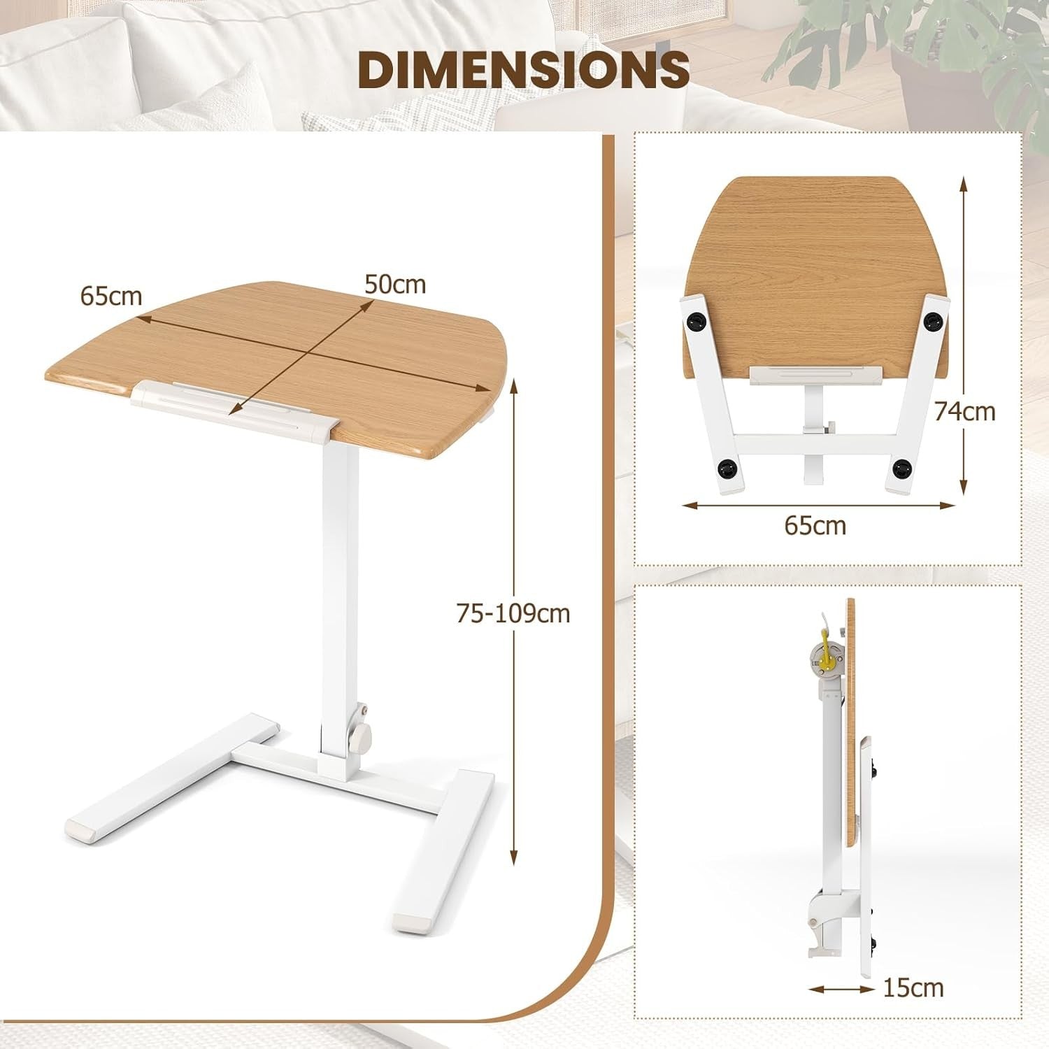 Adjustable Standing Desk Mobile Sit Stand Laptop Table Tilting Top Wheels