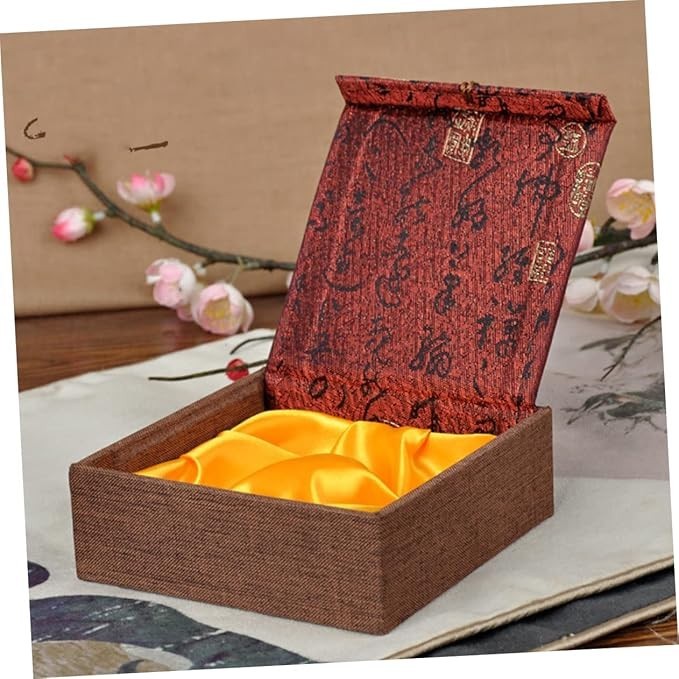 Red Tassel Jewelry Box Chinese Style | Vintage Fabric Case | Gift Storage 12x4cm