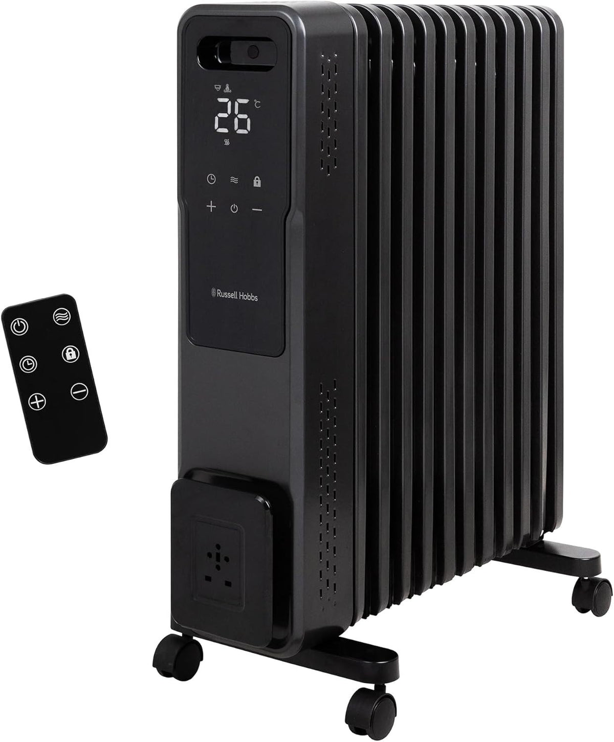 2500W 11 Fin Oil Filled Radiator Touch LED Remote Control Heater
