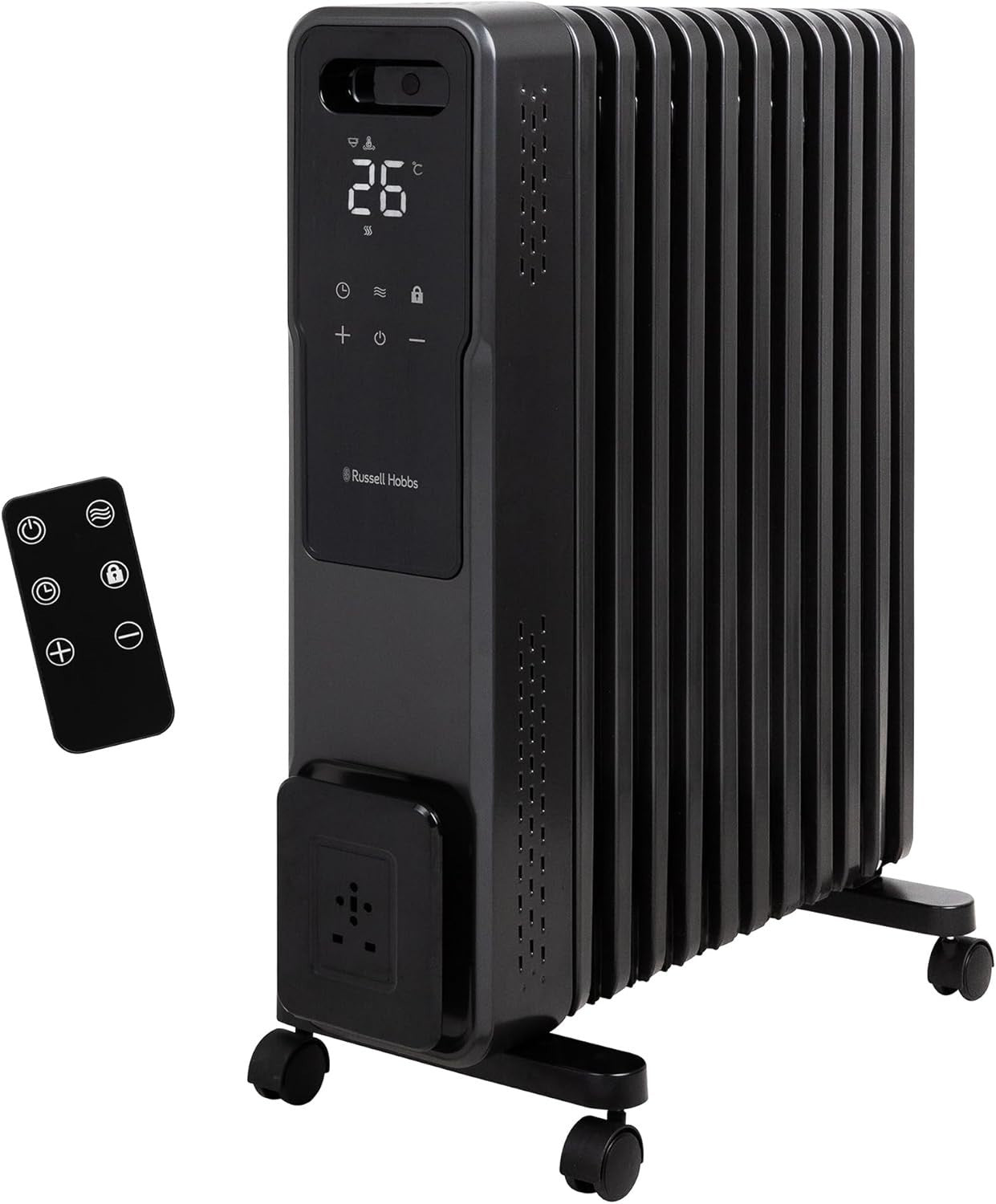 2500W 11 Fin Oil Filled Radiator Touch LED Remote Control Heater