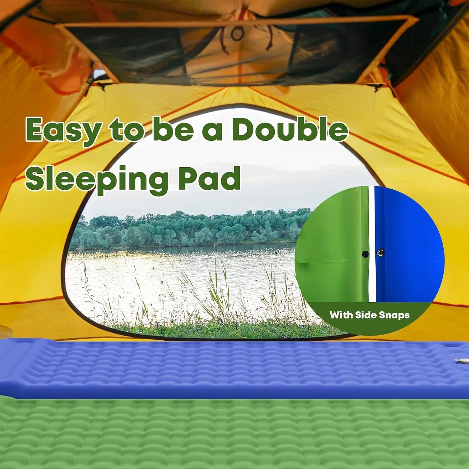 Extra Thick Camping Air Mattress 12–15cm Built-In Foot Pump Pillow Pad Green2