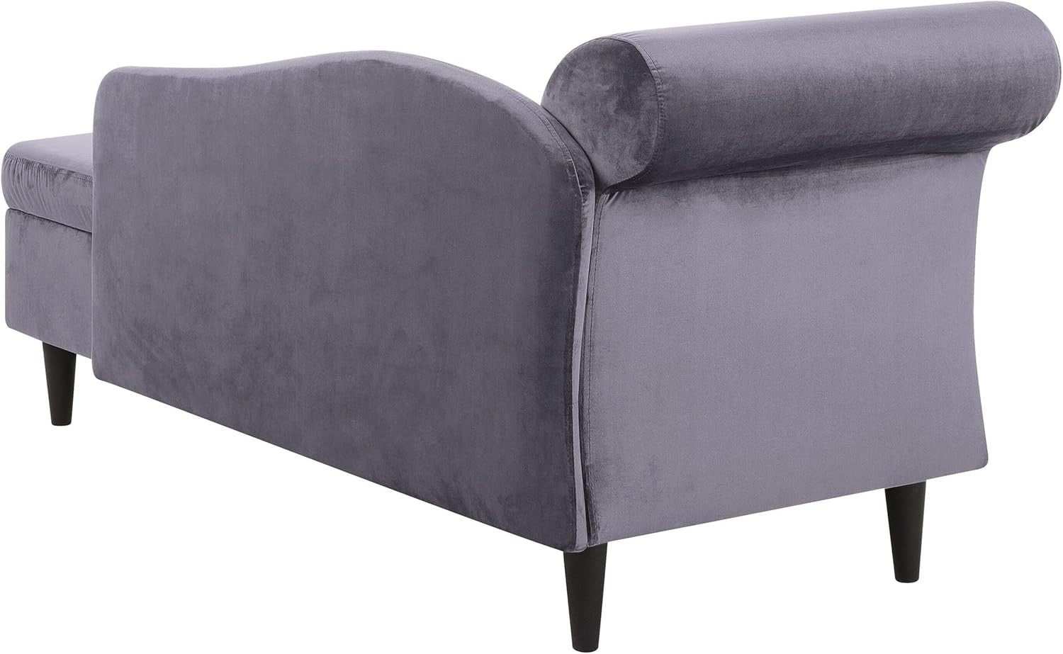 Left Hand Velvet Chaise Lounge w/ Storage Dark Grey Sofa Seat Elegant