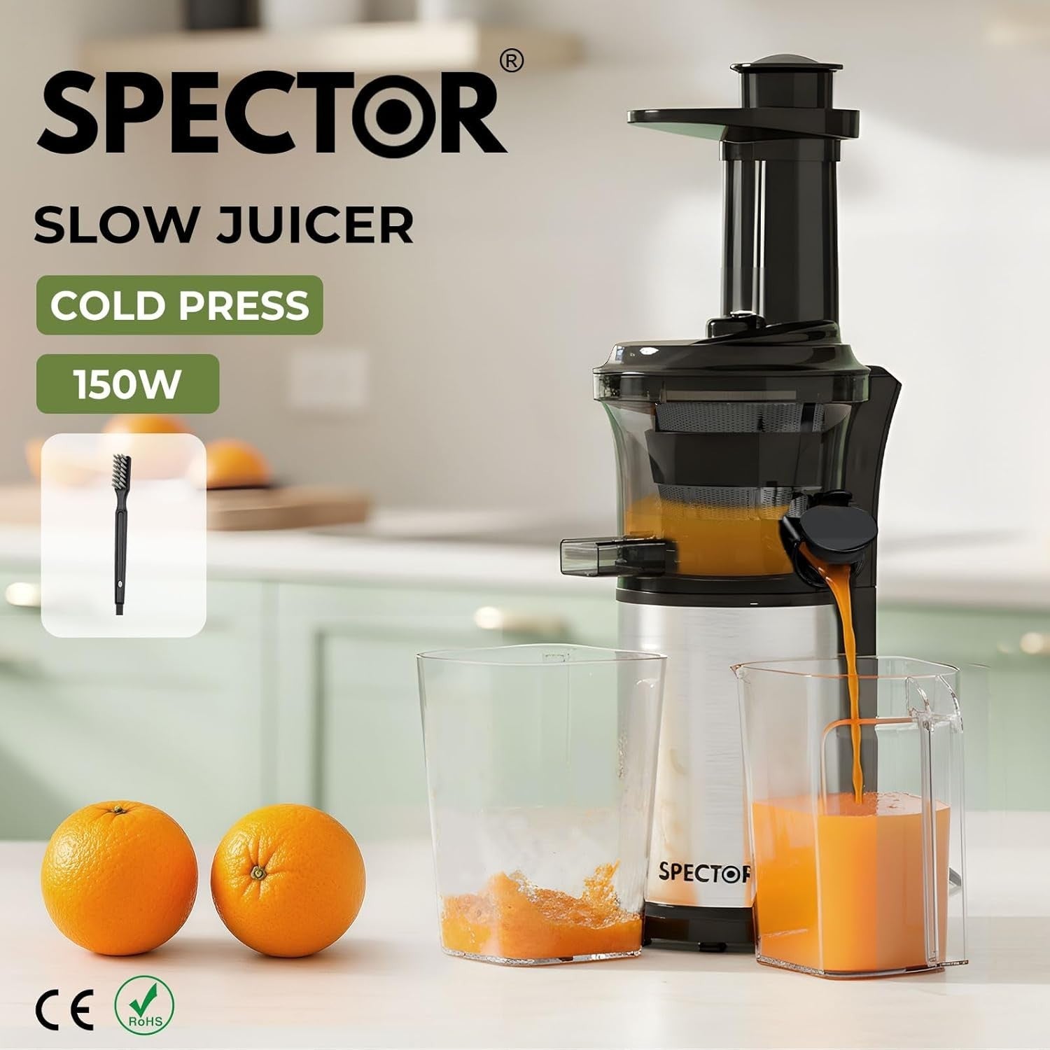 Cold Press Slow Juicer High Yield Dual Filter Quiet Reverse Easy Clean