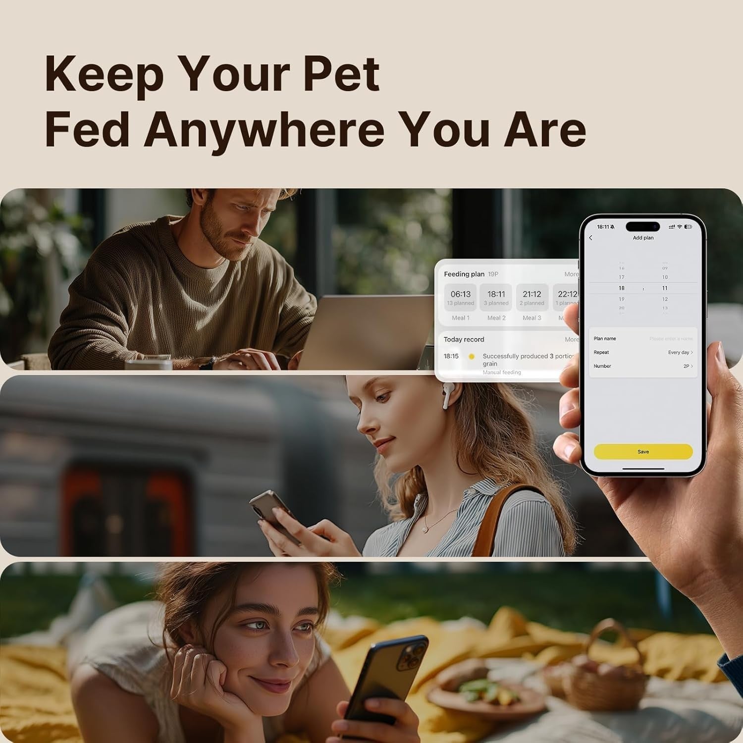 Automatic Cat Feeder 5L WiFi App Control Smart Pet Food Dispenser Timer