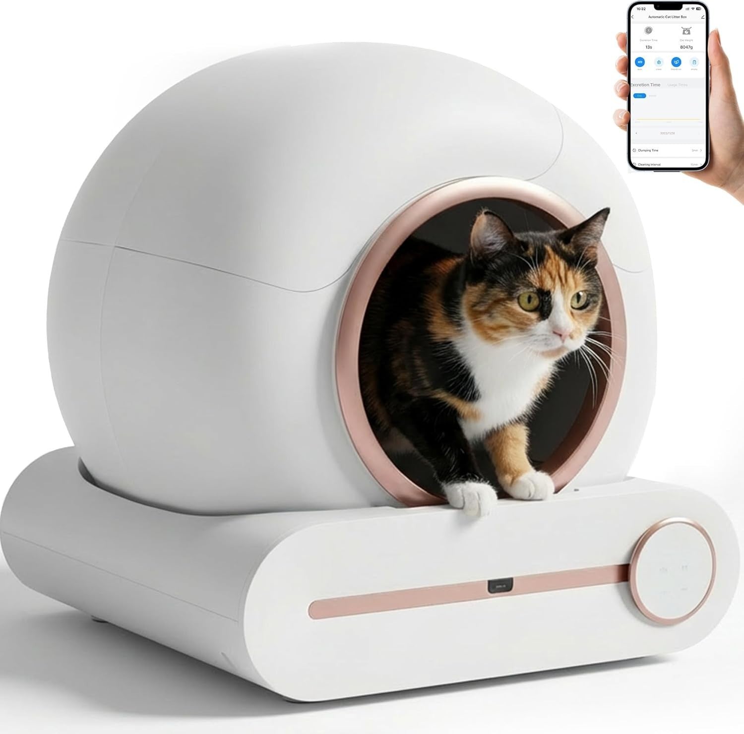 Self Cleaning Cat Litter Box App Control 65L Large Auto Odor Control