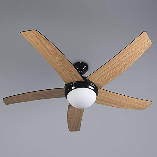 Qazqa Cool 52" Ceiling Fan with Light, Black, 5-Blade, Remote