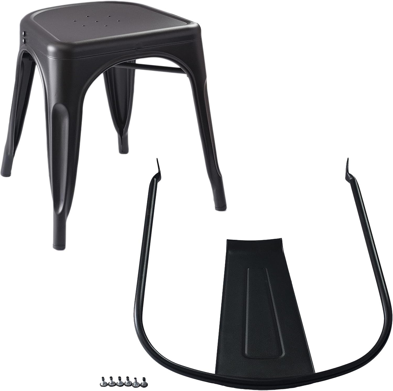 Set of 4 Black Metal Dining Chairs Stackable Indoor Outdoor