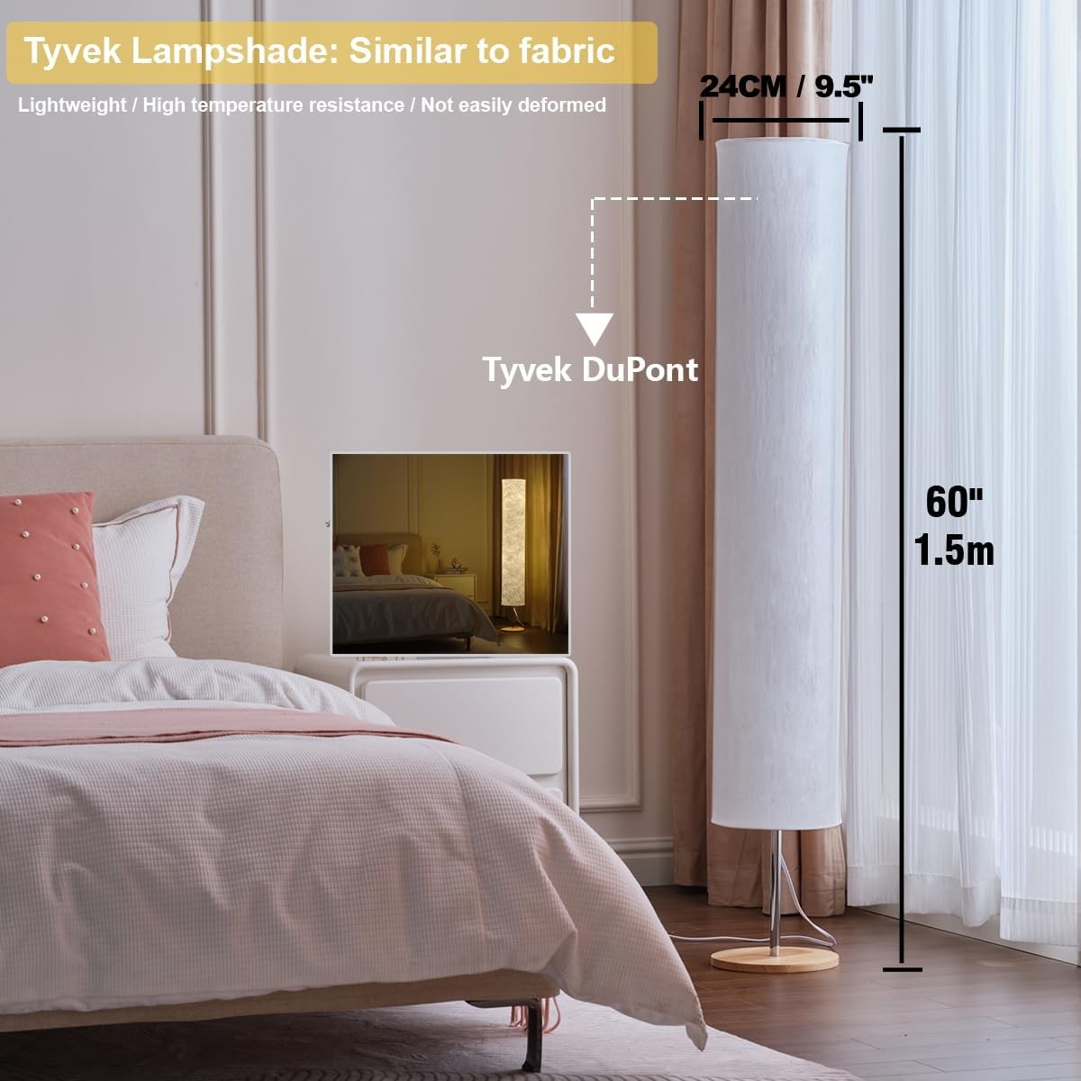 LED Floor Lamp Remote Dimmable 3 Colour Soft Standing Corner Light