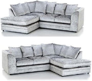 Burgundy Crushed Velvet Right Hand Corner Sofa Suite 3 2 Seater