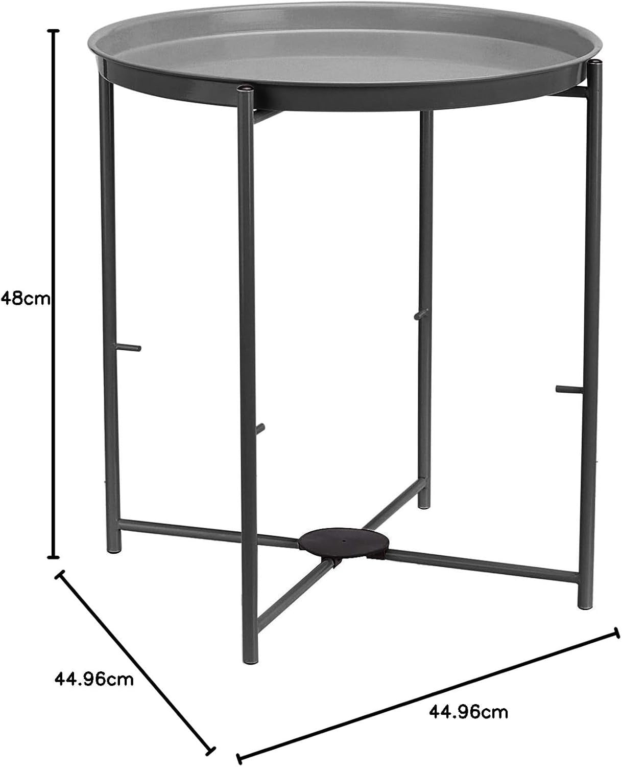 Round Storage End Table Charcoal Grey with Fabric Bin 45x45x48cm Modern