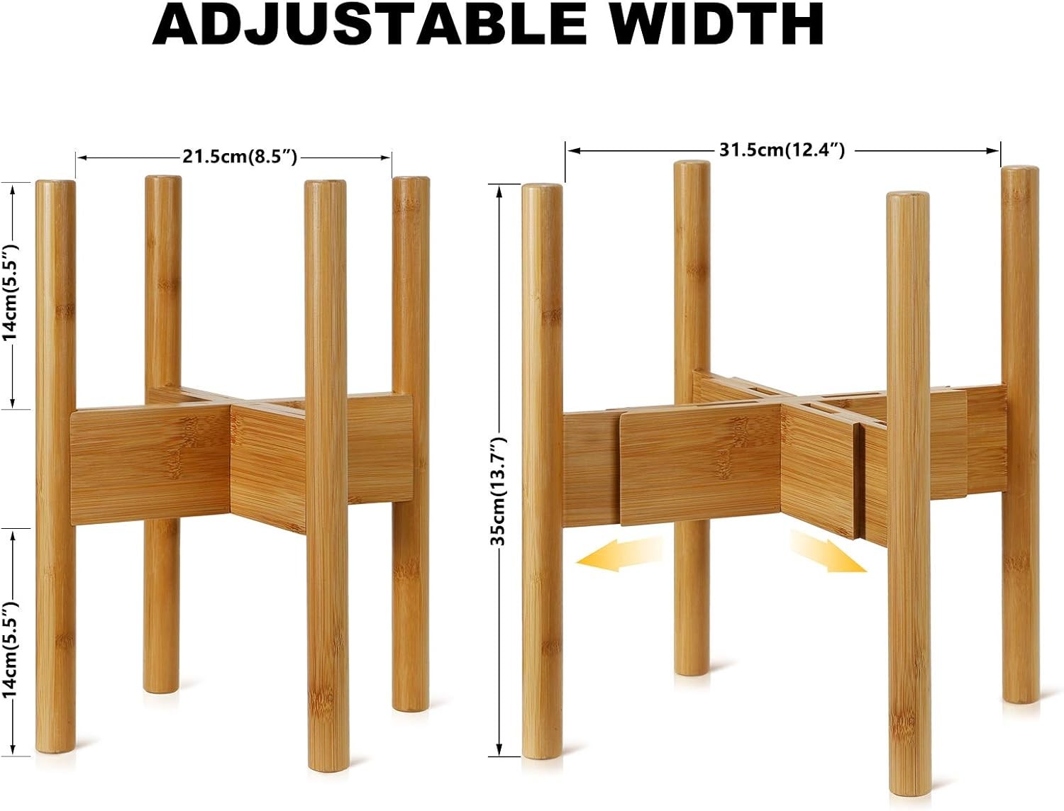 2 Set Adjustable Bamboo Plant Stand | Expandable Indoor Outdoor Flower Pot Holde