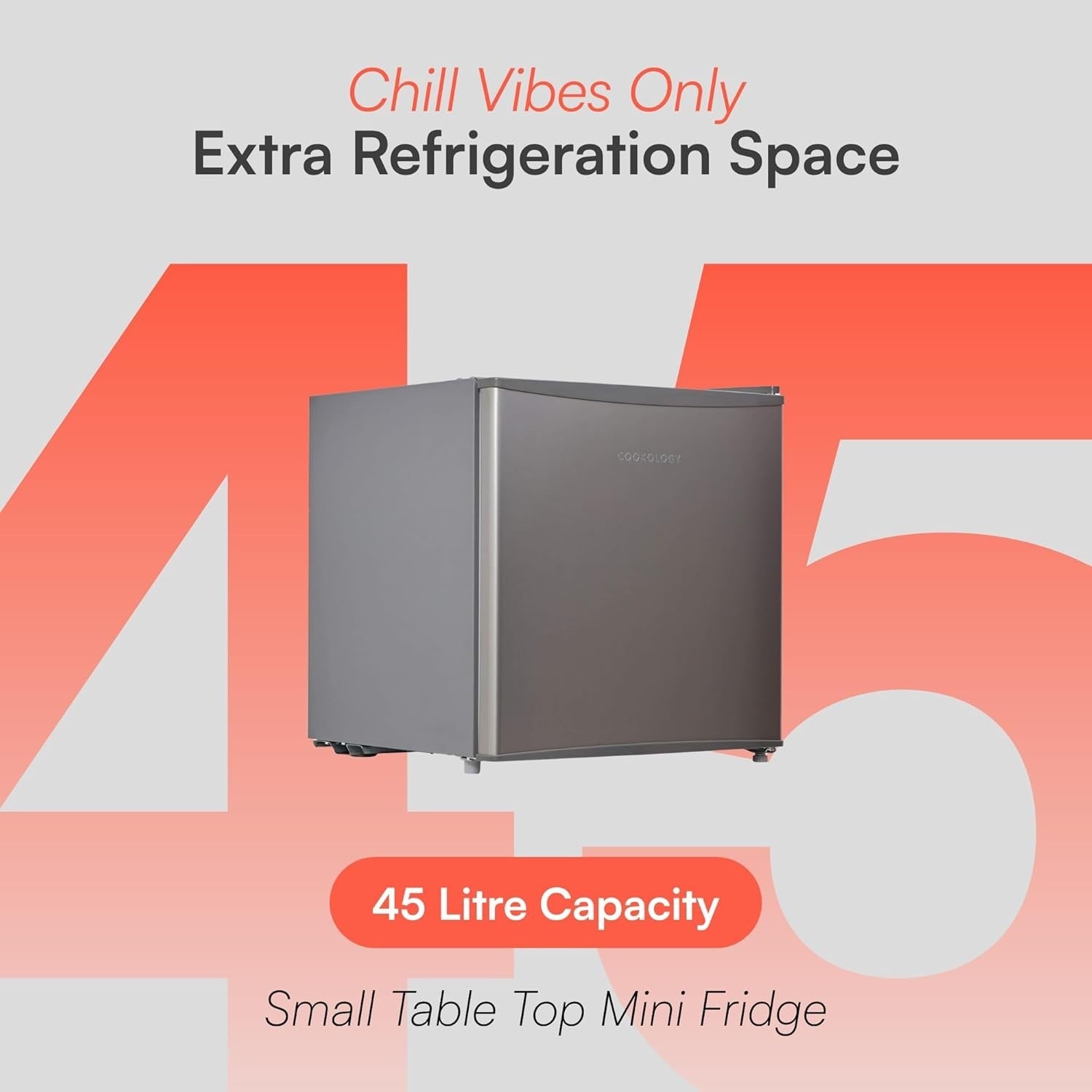 45L Mini Tabletop Fridge Countertop Reversible Door Stainless Steel