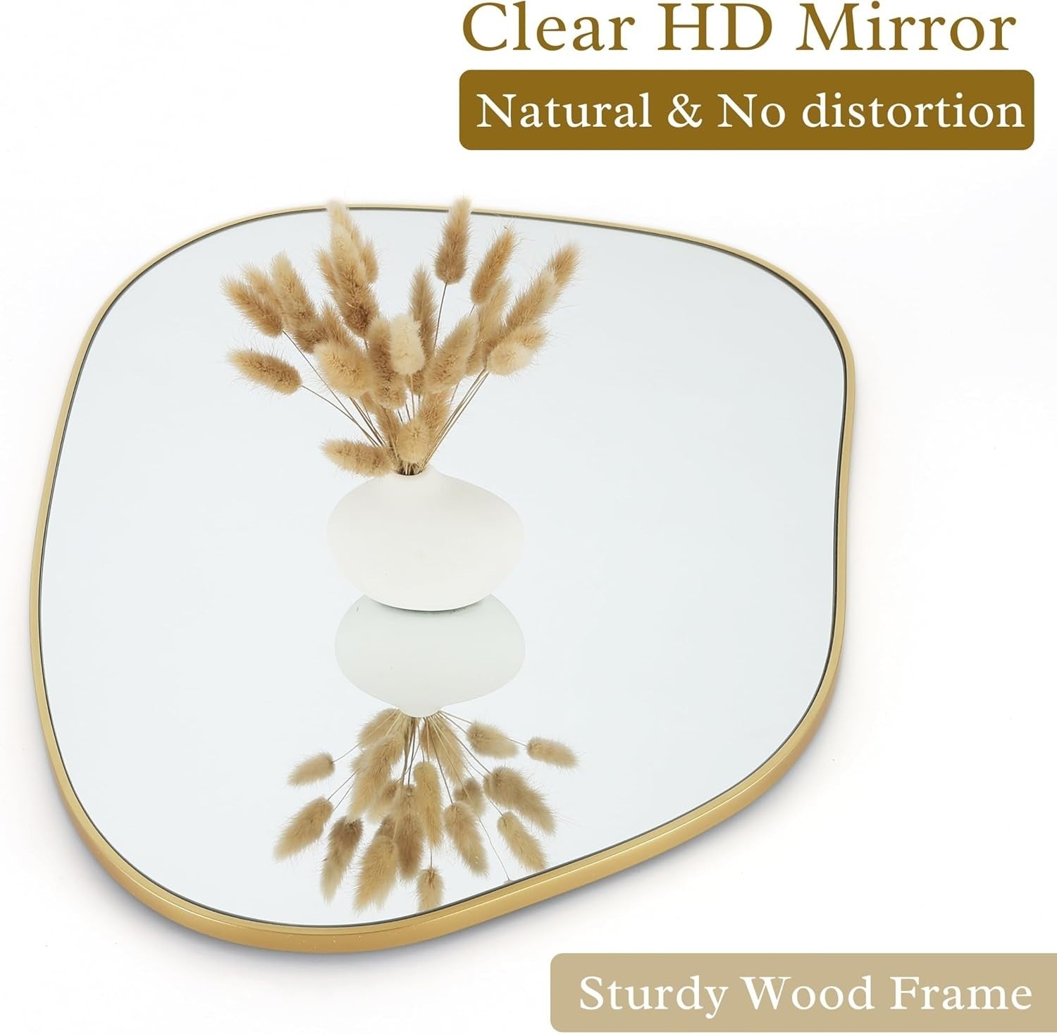 Gold Irregular Wall Mirror 69x48cm Modern Boho Decor for Entryway
