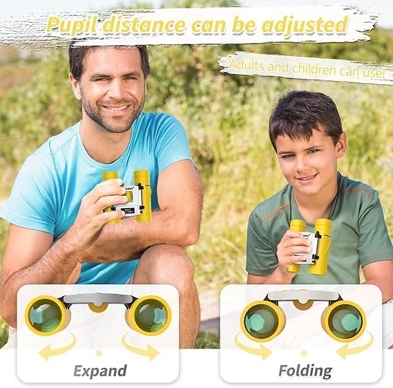 8x21 Waterproof Kids Compact Binoculars Mini Travel Bird Watching Yellow
