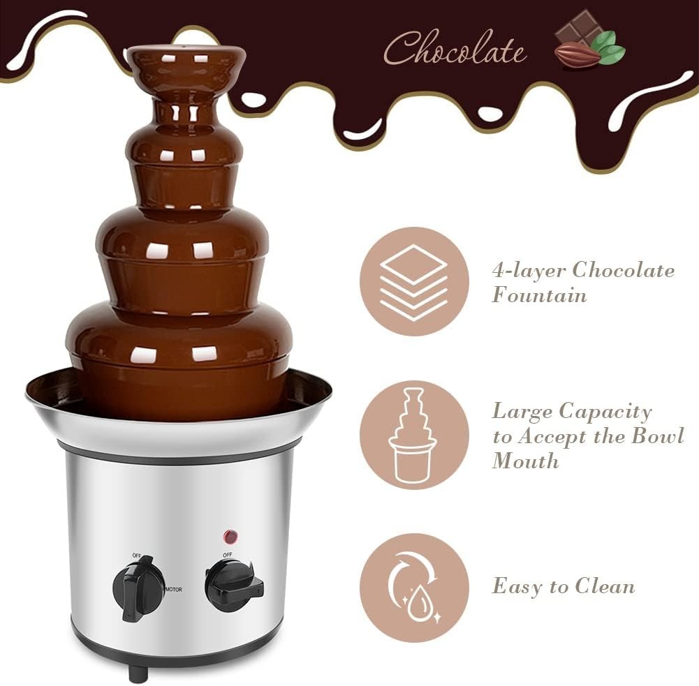 4 Tier Chocolate Fountain Machine Electric Fondue Maker Party Melter