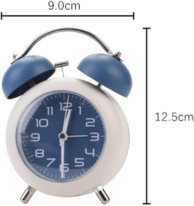 Vintage Twin Bell Alarm Clock Loud Silent Non-Ticking Bedside Brown Cream