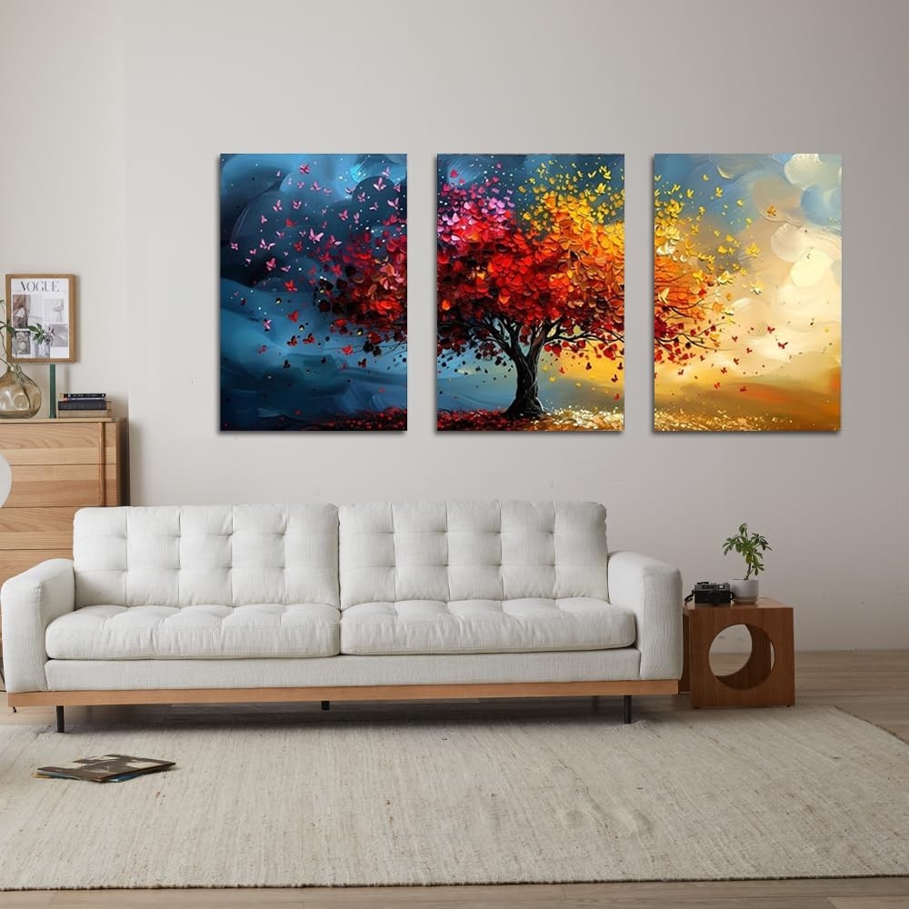 Tree of Life Canvas Wall Art Set of 3 Framed 12x16in Prints